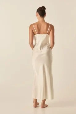 Freda Ivory Satin Long Chemise