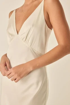 Freda Ivory Satin Long Chemise