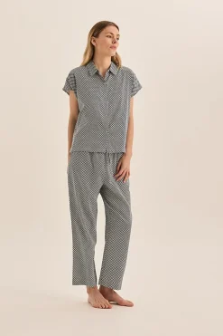 Goldie Navy Diamond Cotton PJ