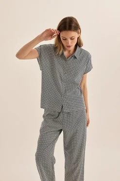 Goldie Navy Diamond Cotton PJ