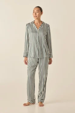 Imelda Green Stripe Satin Set