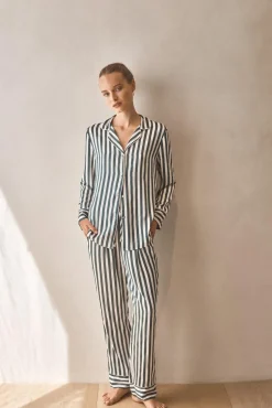 Imelda Green Stripe Satin Set