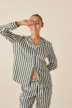Imelda Green Stripe Satin Set