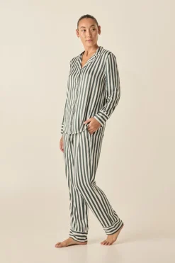 Imelda Green Stripe Satin Set