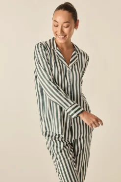 Imelda Green Stripe Satin Set
