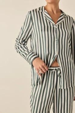Imelda Green Stripe Satin Set