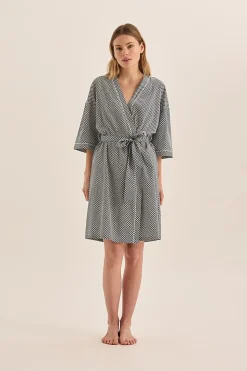 Indigo Navy Diamond Cotton Robe