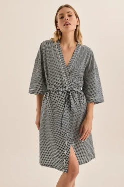 Indigo Navy Diamond Cotton Robe