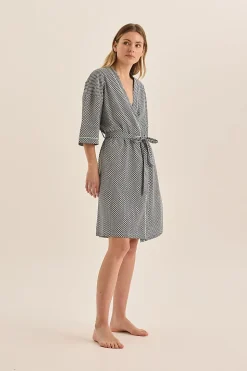 Indigo Navy Diamond Cotton Robe