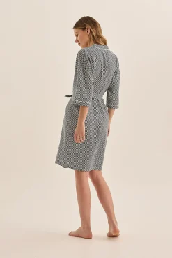 Indigo Navy Diamond Cotton Robe