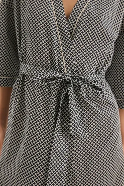 Indigo Navy Diamond Cotton Robe