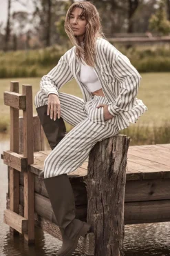 Inga Grey Stripe Viscose PJ