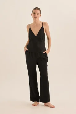 Jade Black Pure Silk Cami PJ Set