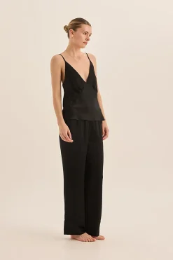 Jade Black Pure Silk Cami PJ Set