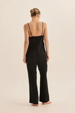 Jade Black Pure Silk Cami PJ Set