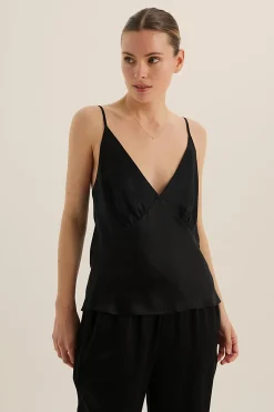 Jade Black Pure Silk Cami PJ Set