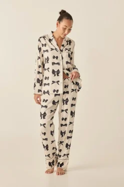 Kara Ivory And Black Satin Bow Set