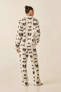 Kara Ivory And Black Satin Bow Set