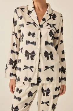 Kara Ivory And Black Satin Bow Set