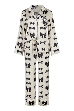 Kara Ivory And Black Satin Bow Set