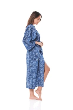 Kelsey Blue Palm Print Robe