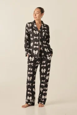 Kenzie Black Silky Satin Bow Set