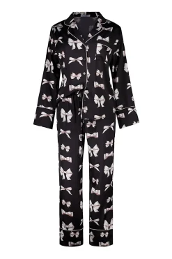 Kenzie Black Silky Satin Bow Set