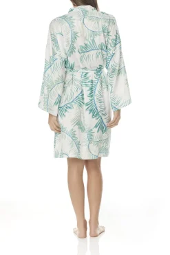 Kirsty Palm Print Satin Robe