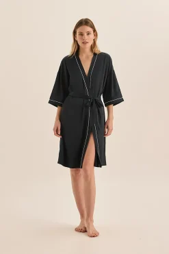 Lacey Navy Satin Robe