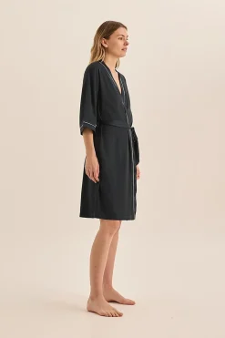 Lacey Navy Satin Robe