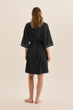 Lacey Navy Satin Robe