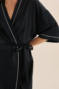 Lacey Navy Satin Robe