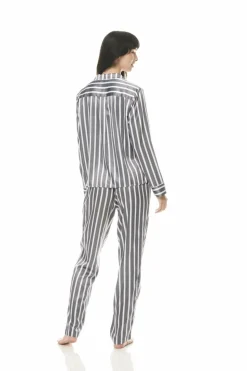 Lotus Grey Stripe Satin PJ