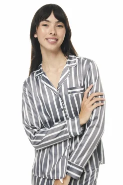 Lotus Grey Stripe Satin PJ