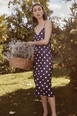 Mara Long Navy Spot Nightie