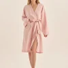 Mia Pink Linen Bathrobe