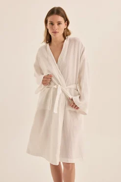 Mia White Linen Bathrobe