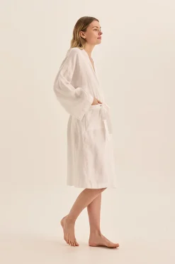 Mia White Linen Bathrobe