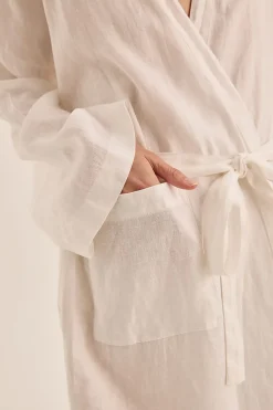 Mia White Linen Bathrobe