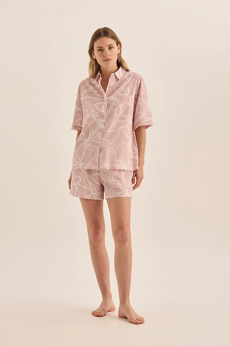 Milana Pink Cotton Floral PJ
