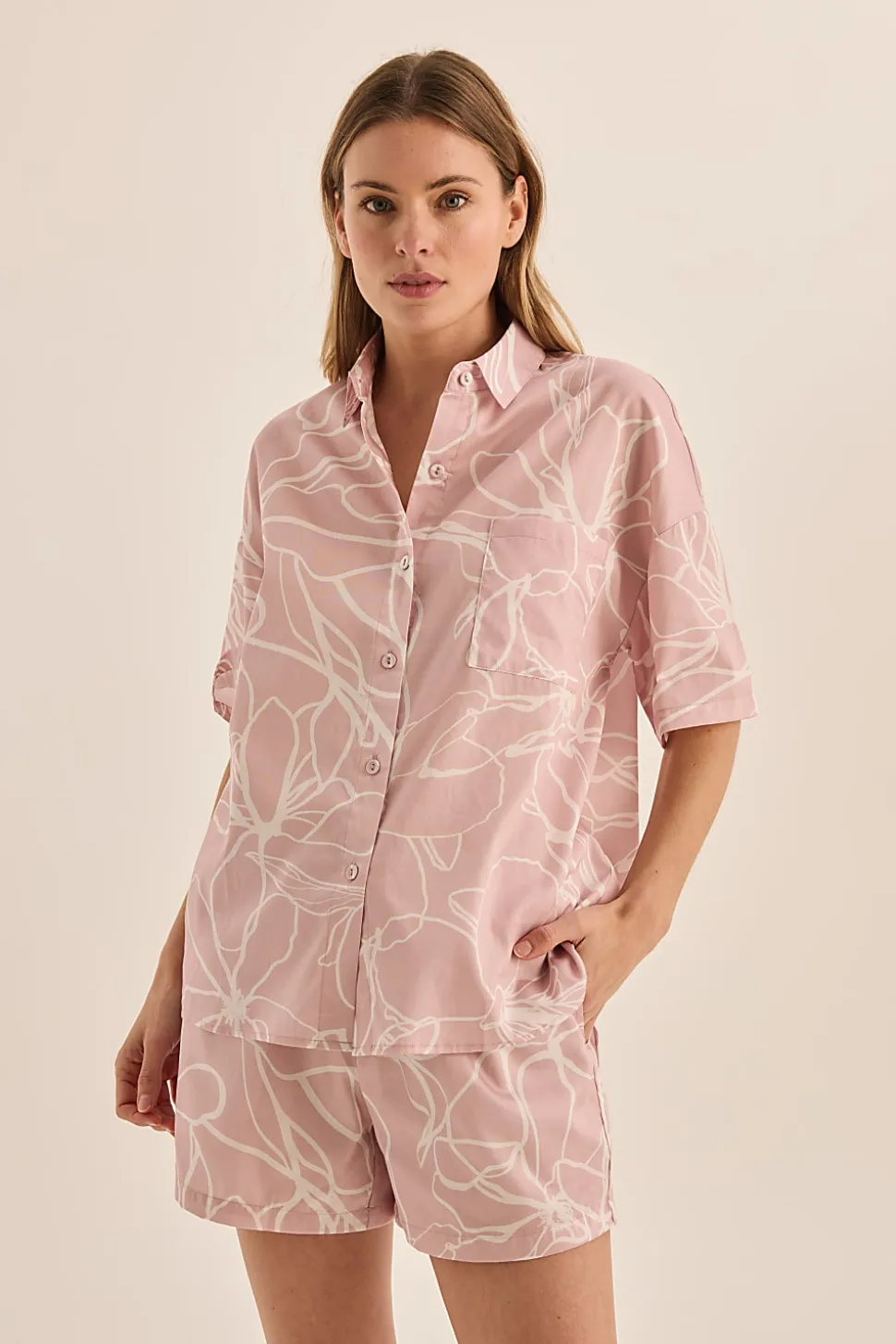 Milana Pink Cotton Floral PJ