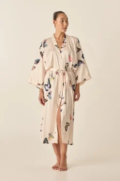 Nakita Butterfly Silky Satin Robe