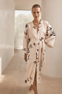 Nakita Butterfly Silky Satin Robe
