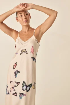 Nonny Butterfly Silky Satin Chemise