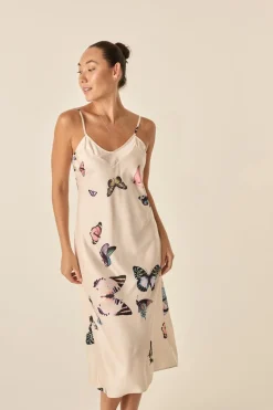 Nonny Butterfly Silky Satin Chemise
