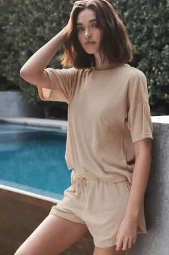 Olivia Beige Waffle Short Set