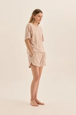 Olivia Beige Waffle Short Set