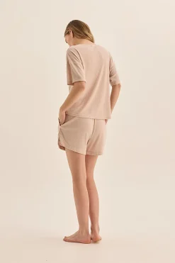Olivia Beige Waffle Short Set
