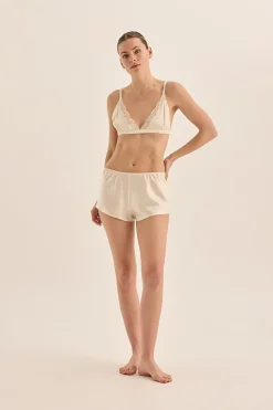 Opal Ivory Pure Silk Bra and Short Set