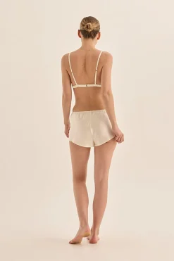 Opal Ivory Pure Silk Bra and Short Set